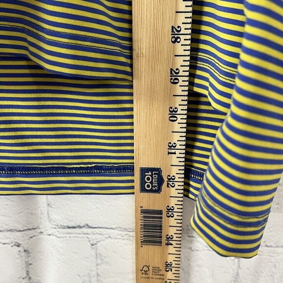 Turtleson Short Sleeve Mens Polo Shirt Size L Yellow Blue Striped SC - Picture 6 of 12